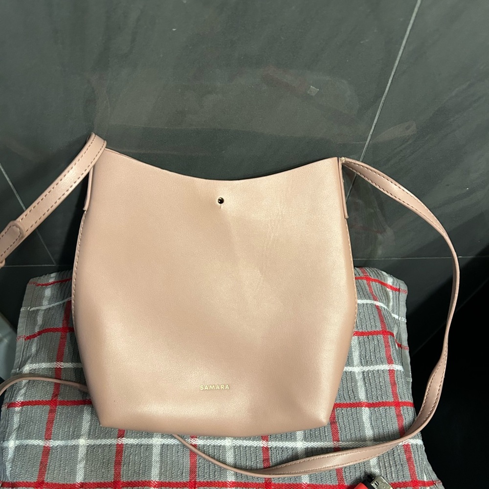 Blush color pink Samara vegan leather minimalist Crossbody Bag